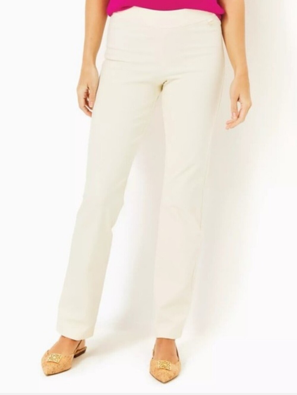 Lilly Pultizer Declynn Bi-Stretch Slim Pant in Creme Burlee Size 8